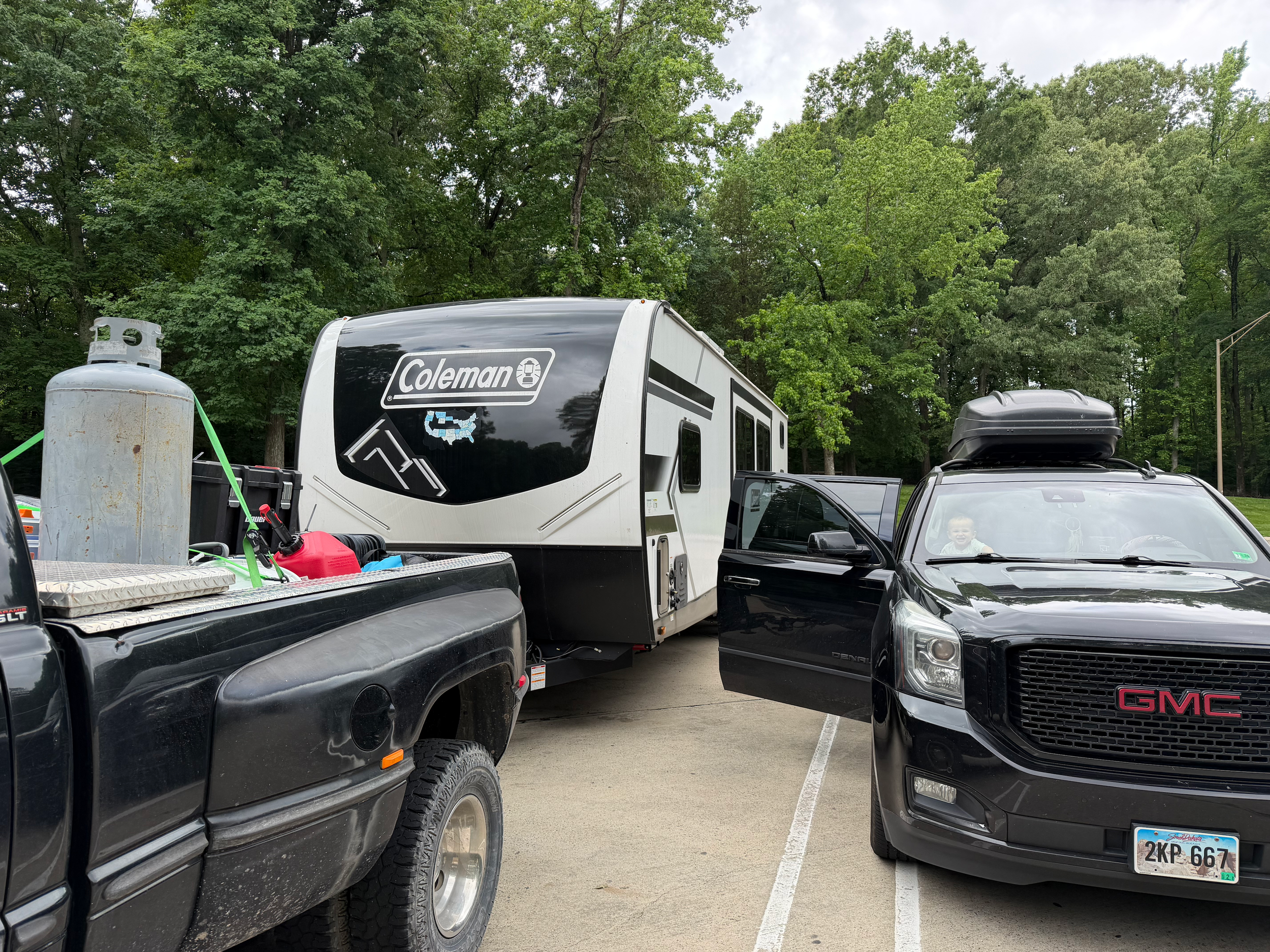 Our truck, travel trailer, and family vehicle packed and ready to leave Tennessee after nearly a year of calling it home.