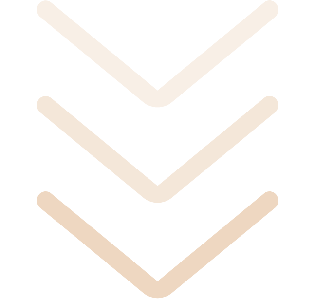 Four downward-pointing beige chevron arrows stacked vertically against a black background.