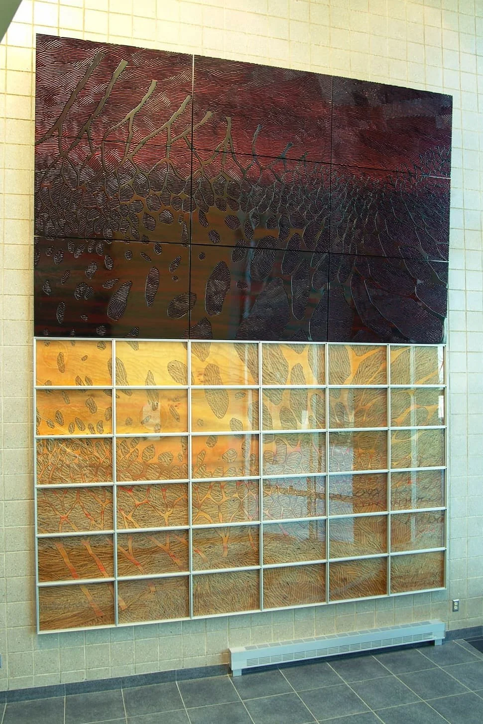 FORÊT GIGOGNE | Maison de la culture de Gatineau; merisier russe gravé et peint, verre laminé gravé...