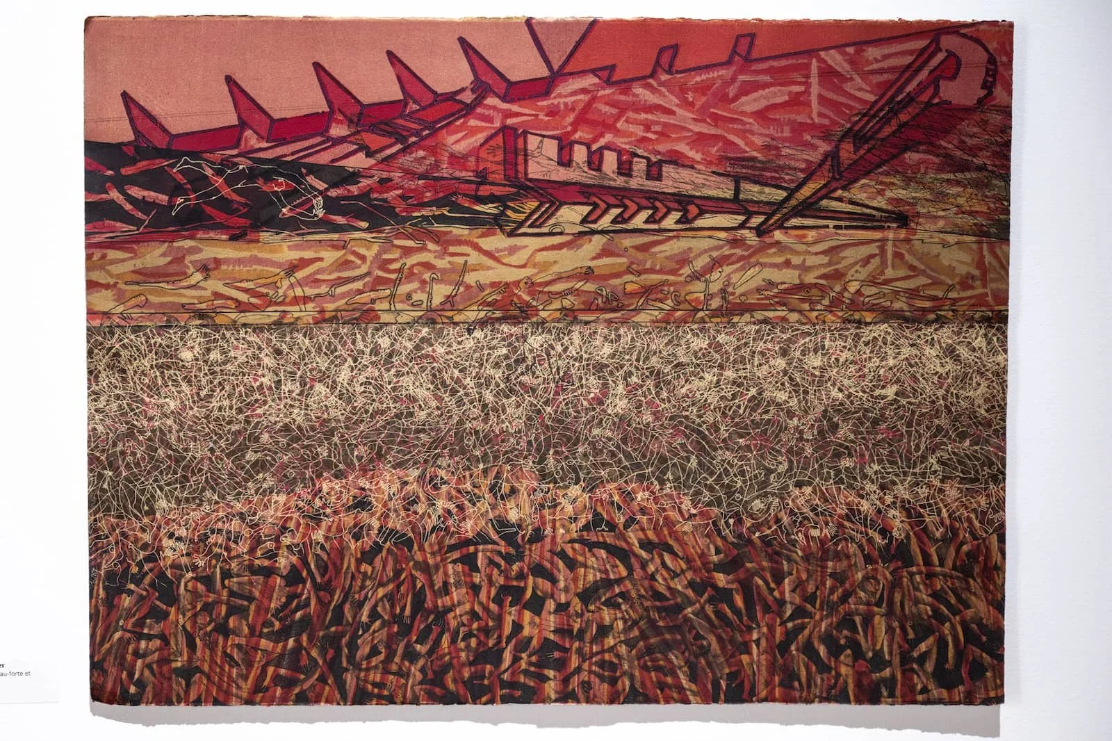 TRACES D'ÂMES | Eau-forte, bois gravé et sérigraphie; 40 x 70 cm. 1995