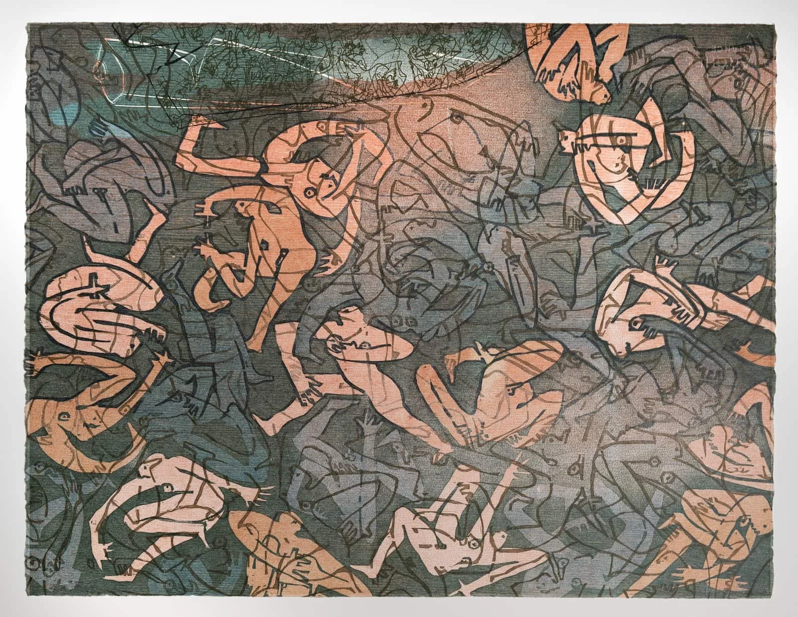 PURGATOIRE / ENFER | Bois gravé et sérigraphie , 100x65 cm ; 1992. Collection Musée national des beaux-arts du Québec