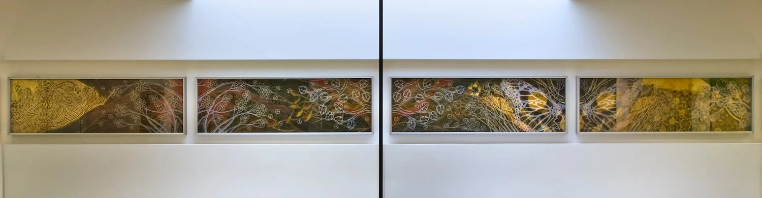 ... merisier russe gravé et peint, verre laminé gravé, aluminium...