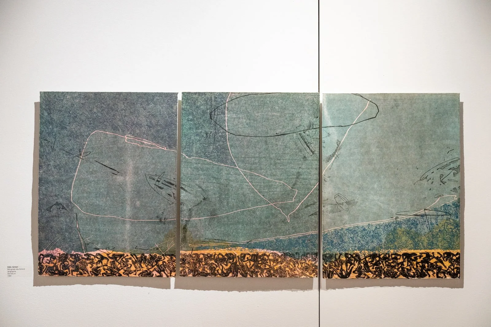 ENFER, HORIZON | Bois gravé, eau-forte et  sérigraphie; 60x100 cm . 1993. Prix Albert-Dumouchel