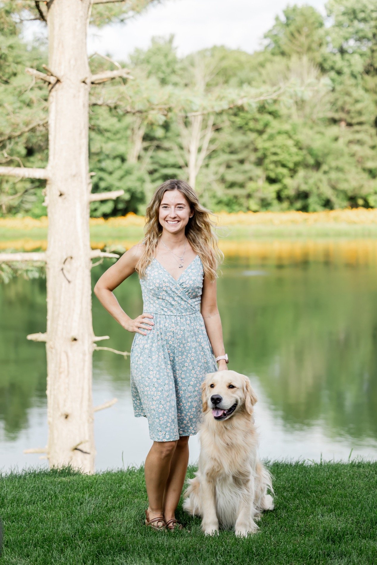 Dog and owner photography at Nature Valley Lodge, lakeside shoot location in Ohio