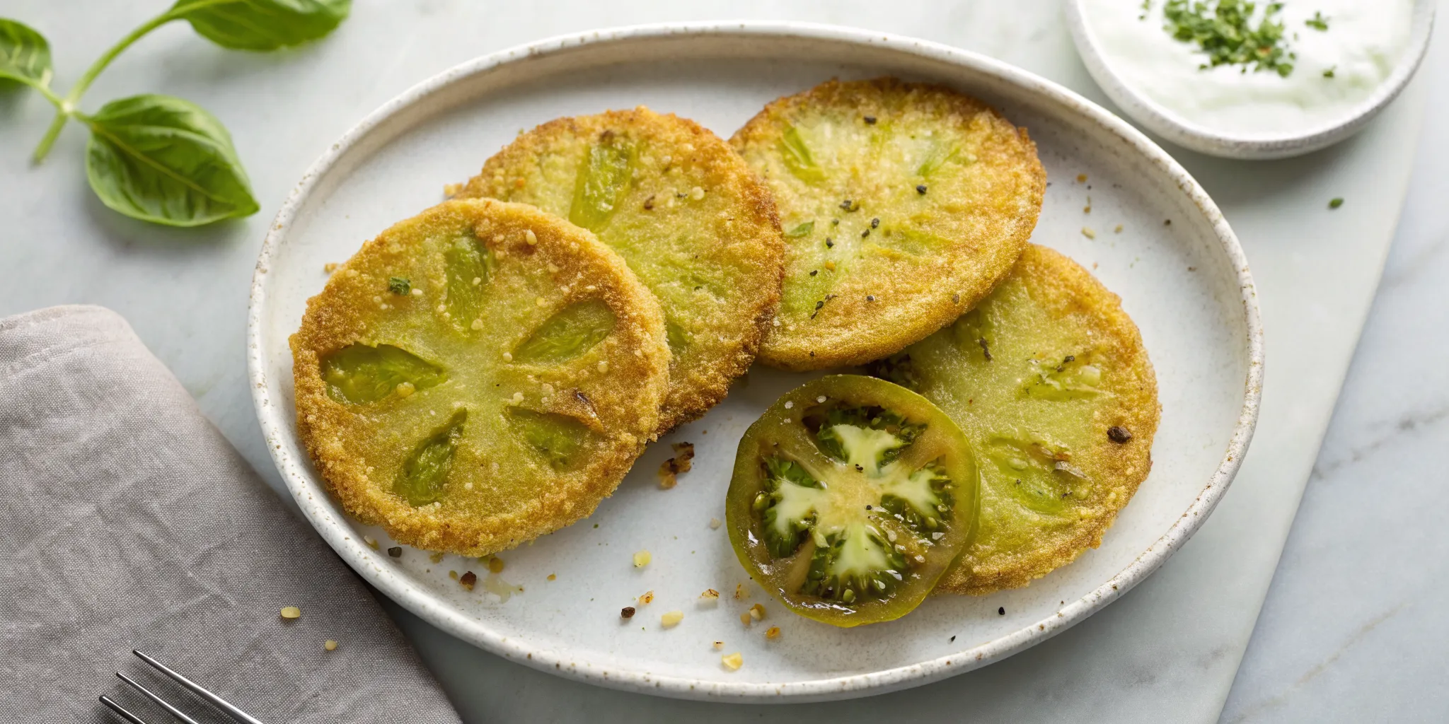 Simple &amp; Crispy Fried Green Tomatoes (No Cornmeal)