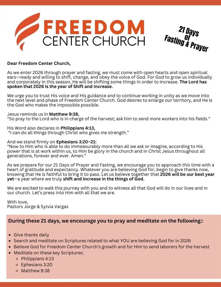 Letter from Pastors Jorge & Sylvia Vargas
