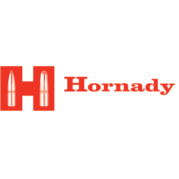 Hornady logo featuring a large red H with bullets and the word 'Hornady' in red, with the tagline 'Accurate Deadly, Dependable' beneath.