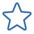 A blue star outline on a transparent background