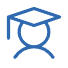 A stylized icon of a person wearing a graduation cap