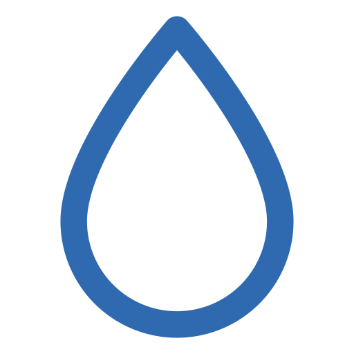 Blue water droplet icon on a black background.