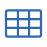Blue digital icon of a calendar with a grid layout