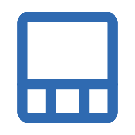 Icon of a digital thermostat or control panel with a rectangular screen and three buttons below.