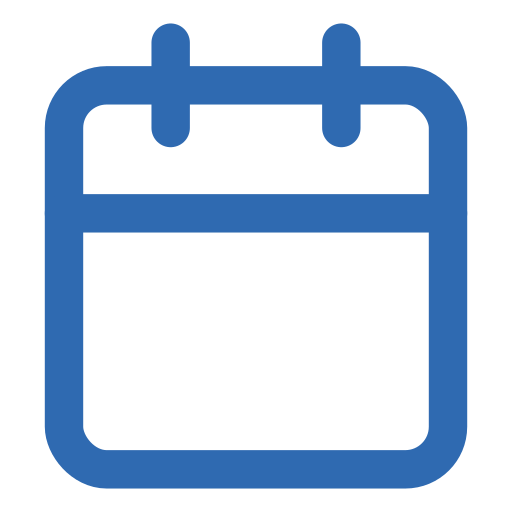 Icon of a calendar with two rings at the top.