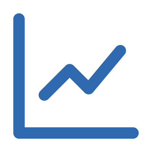 Blue line graph with upward trend on black background.