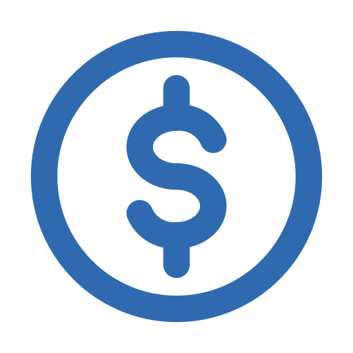 A blue dollar sign inside a blue circle on a black background.