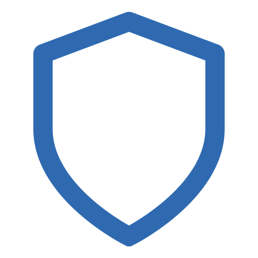 Blue shield icon with a minimalist design.