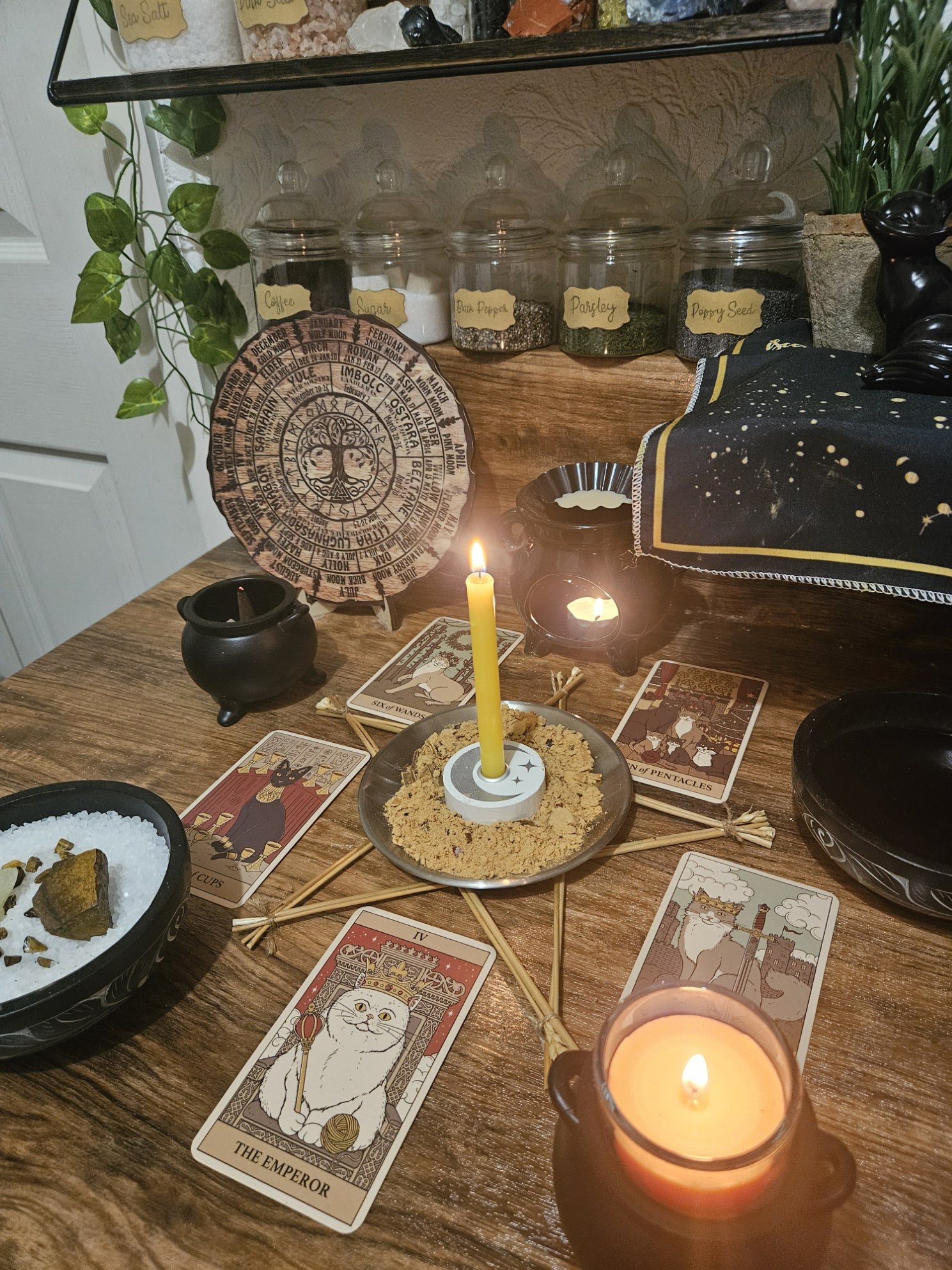 A detailed photo of the ritual setup and spell casting in progress for the Fame and Adoration success and recognition spell.