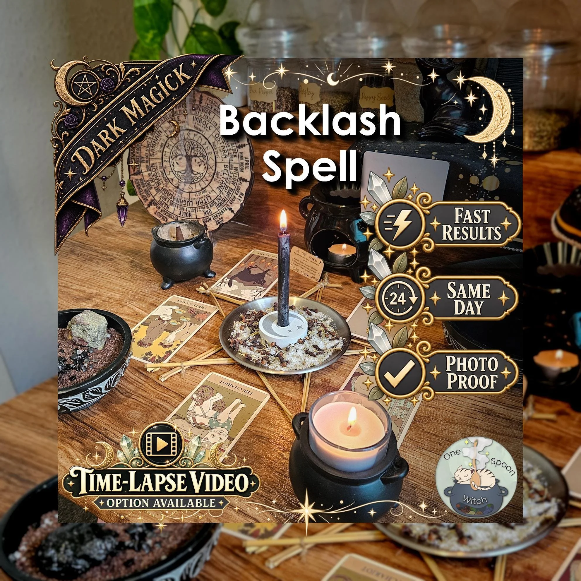 Obsidian Backlash Return Spell - SAME DAY Casting for Energy Return, Protection, Reflection, Boundaries, & Backlash