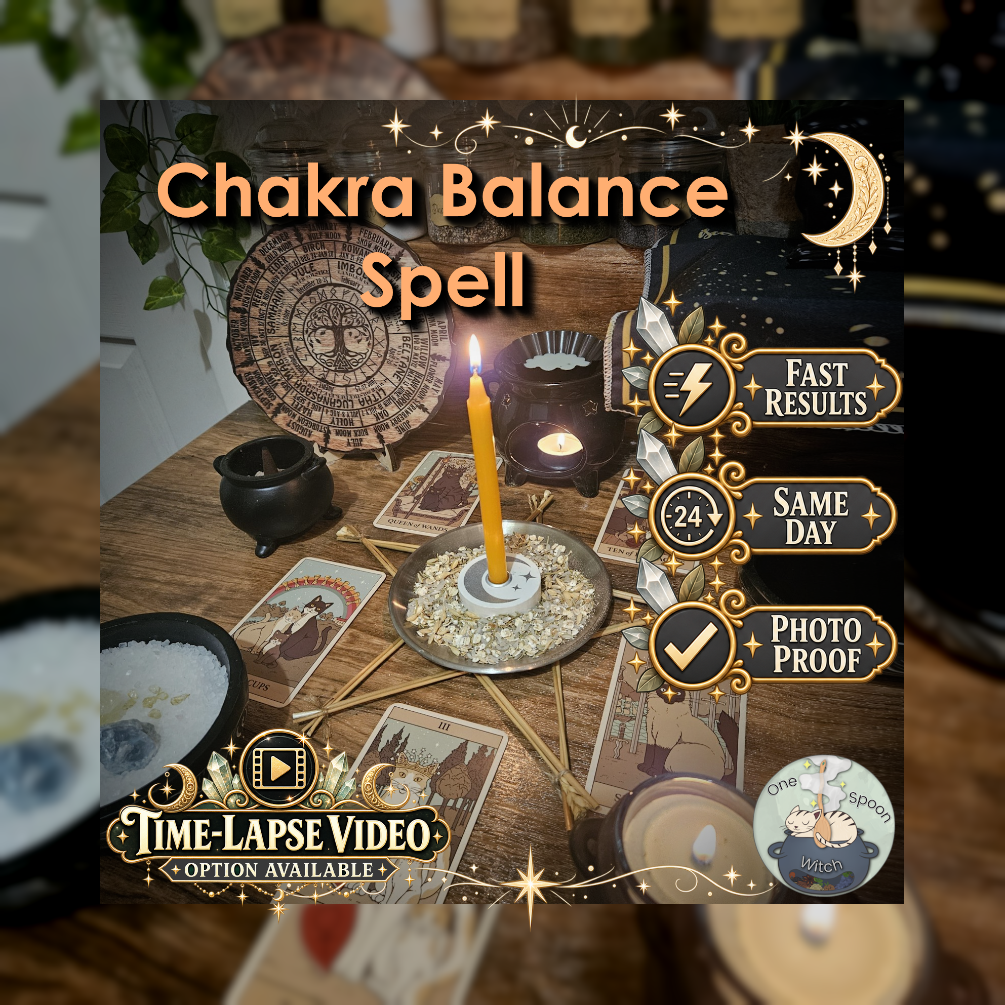 Chakra Balance and Energy Spell - SAME DAY Casting for Calming, Balance, Grounding, Cleansing, & New Beginnings
