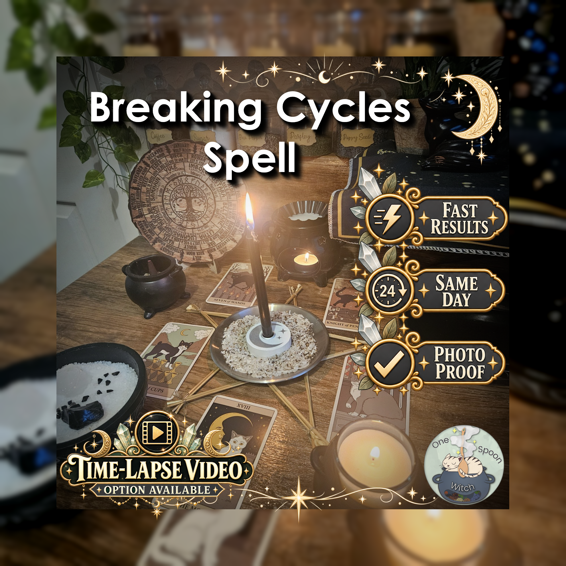 Breaking Cycles Spell - SAME DAY Casting for Cleansing, Defence, Shielding, Justice, & Protection