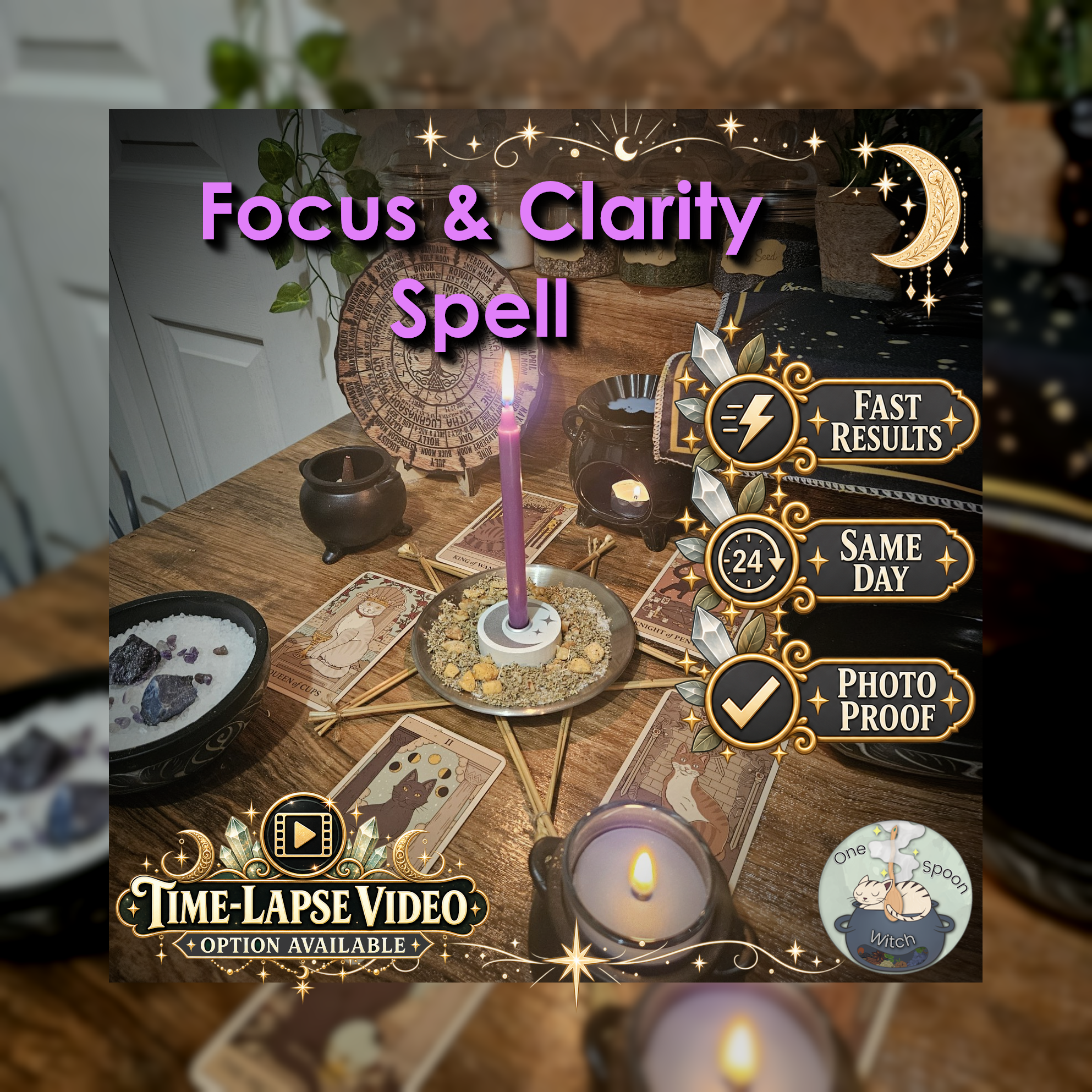 Focus and Clarity Spell - SAME DAY Casting for Memory, Focus, Motivation, Clarity, & Emotional Courage