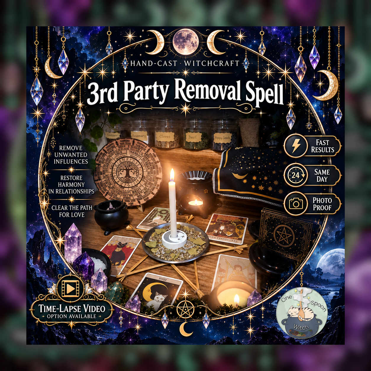3rd Party Removal Spellwork Ritual - Same Day Casting for Separation, Boundaries, Protection, Cleansing & Release