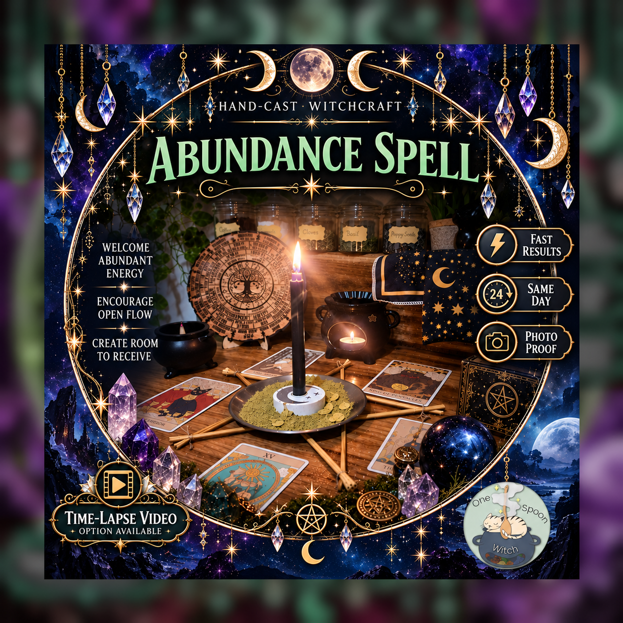 Abundance Spellwork Ritual - Same Day Casting for Financial Abundance, Success, Wealth, Opportunity, Fortune