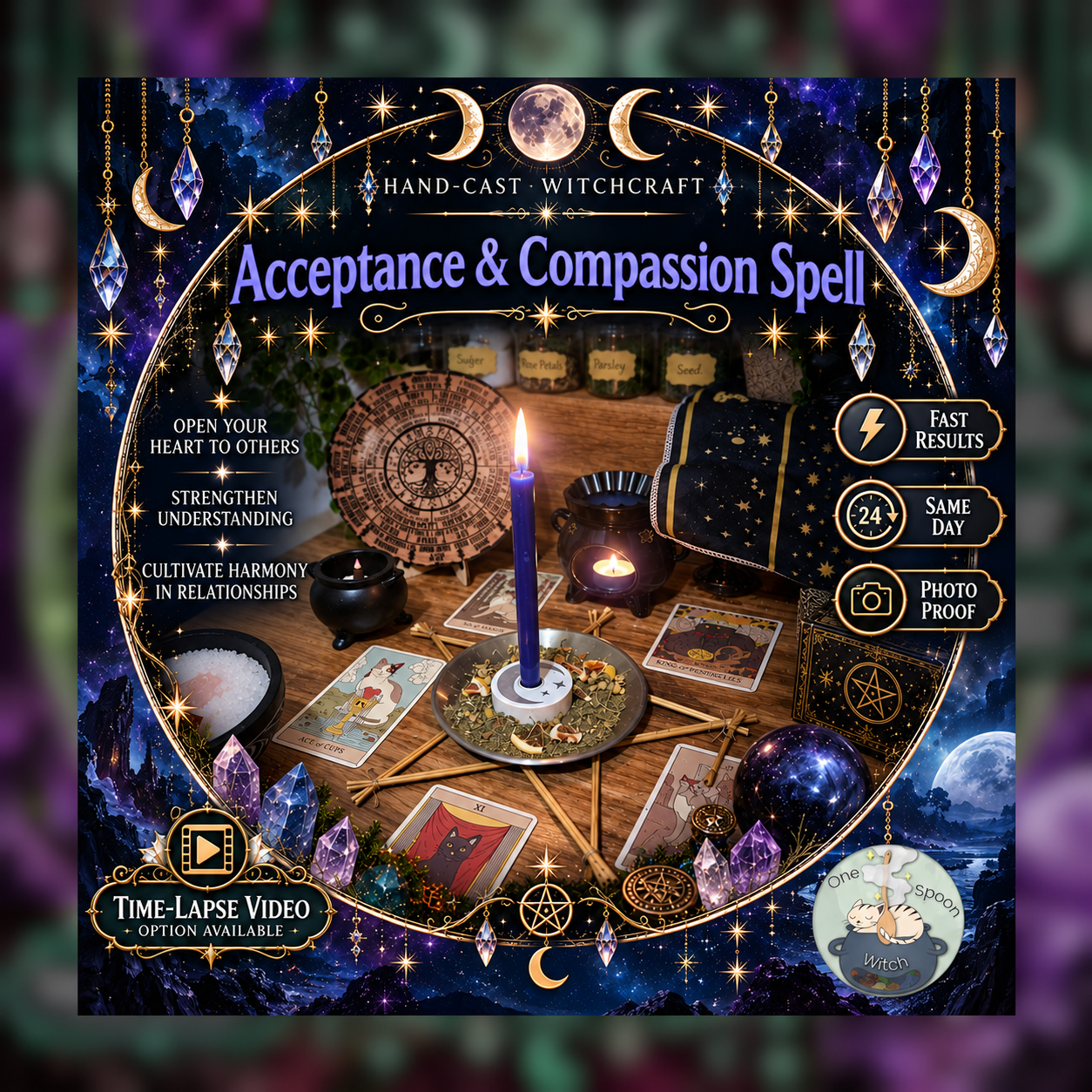 Acceptance and Compassion Spellwork Ritual - Same Day Casting for Clarity, Faith, Protection, Victory, Defence