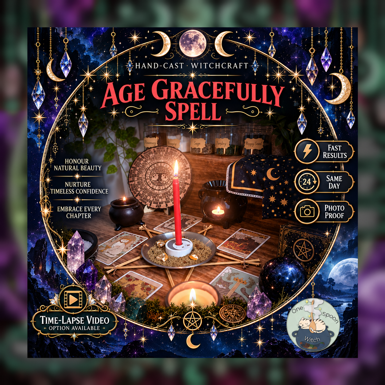 Age Gracefully Spellwork Ritual - Same Day Casting for Beauty, Confidence, Radiance, Glamour & Self-Appreciation