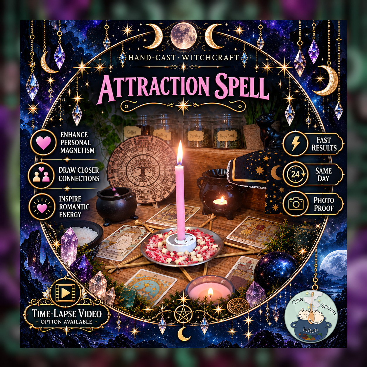 Attraction Spellwork Ritual - Same Day Casting for Magnetism, Confidence, Beauty, Desire, Passion & Radiance