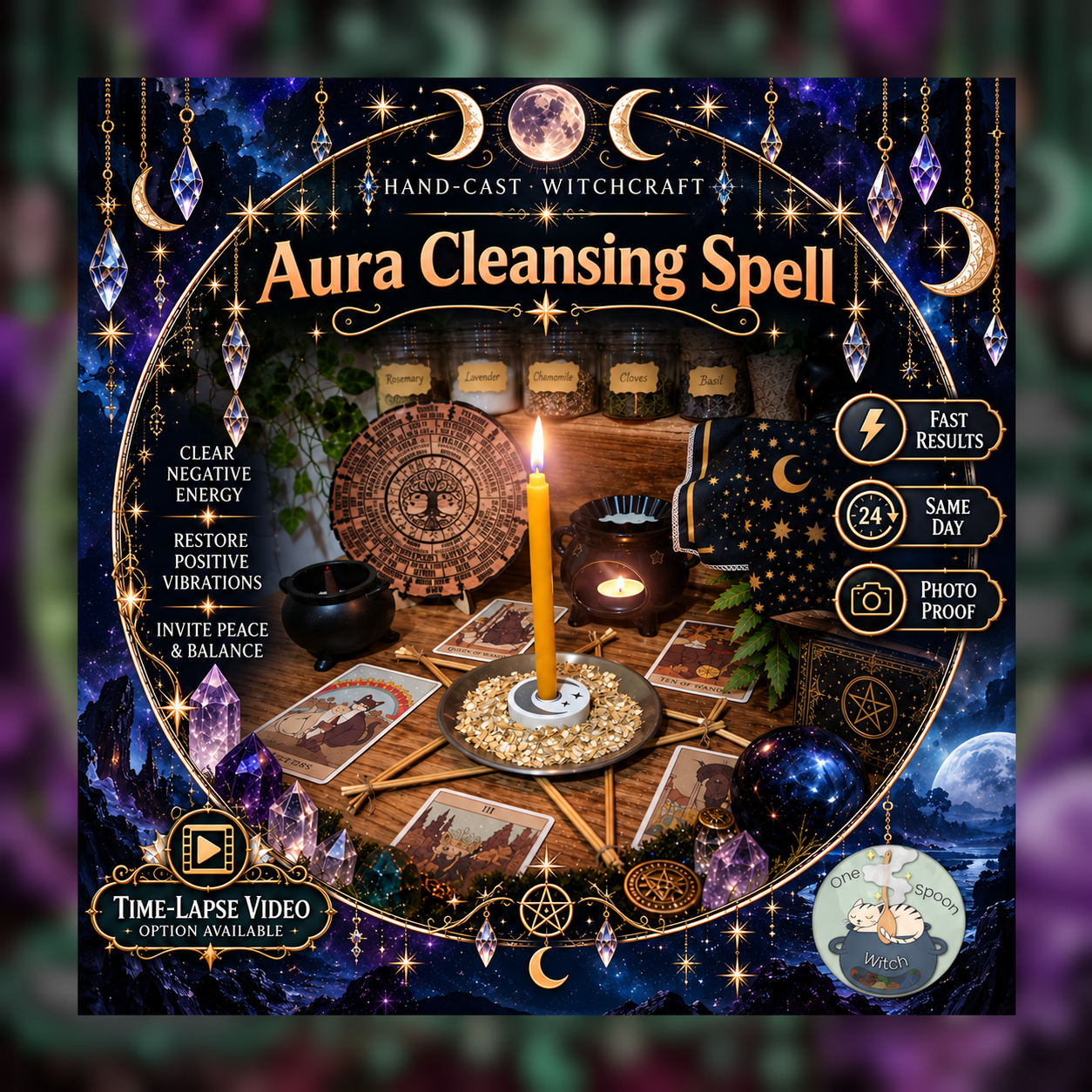 Aura Cleansing Spellwork Ritual - Same Day Casting for Purification, Grounding, Protection, Balance & Renewal