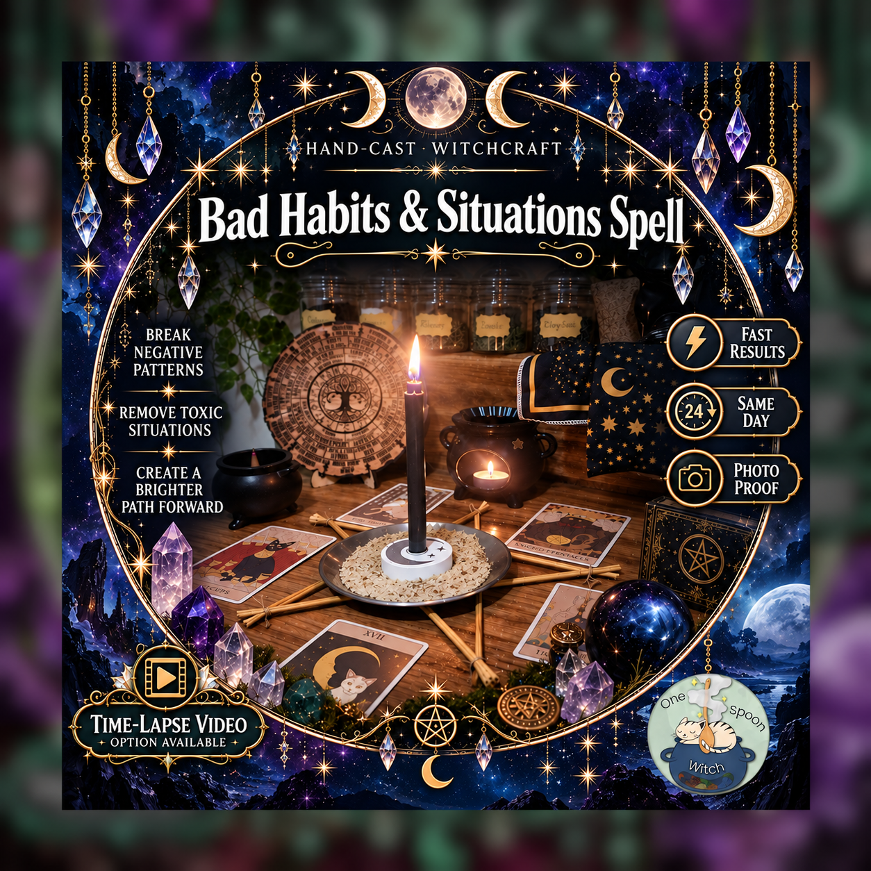 Bad Habits and Situations Spellwork Ritual - Same Day Casting for Cleansing, Defence, Shielding, Justice, Protection