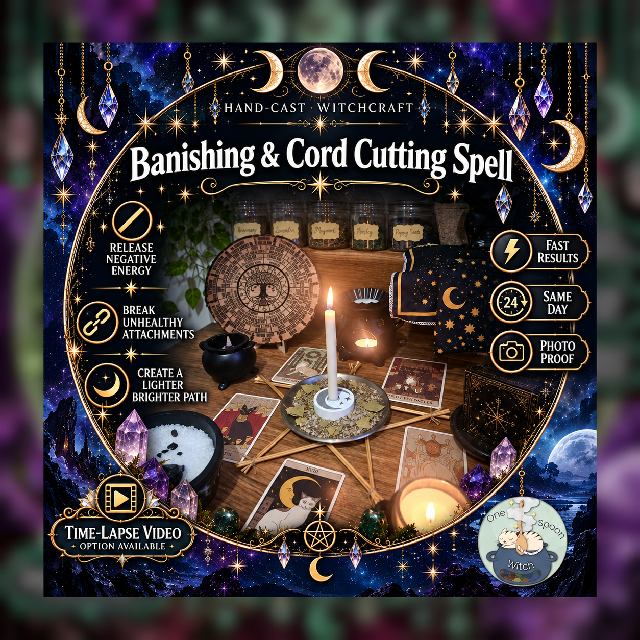 Banishing & Cord Cutting Spellwork Ritual - Same Day Casting for Release, Detachment, Cleansing & Protection