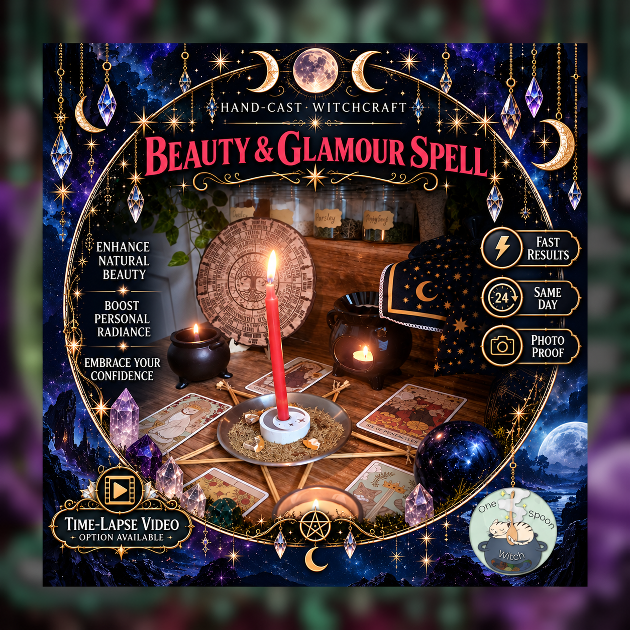 Beauty & Glamour Spellwork Ritual - Same Day Casting for Radiance, Confidence, Charm, Allure & Admiration