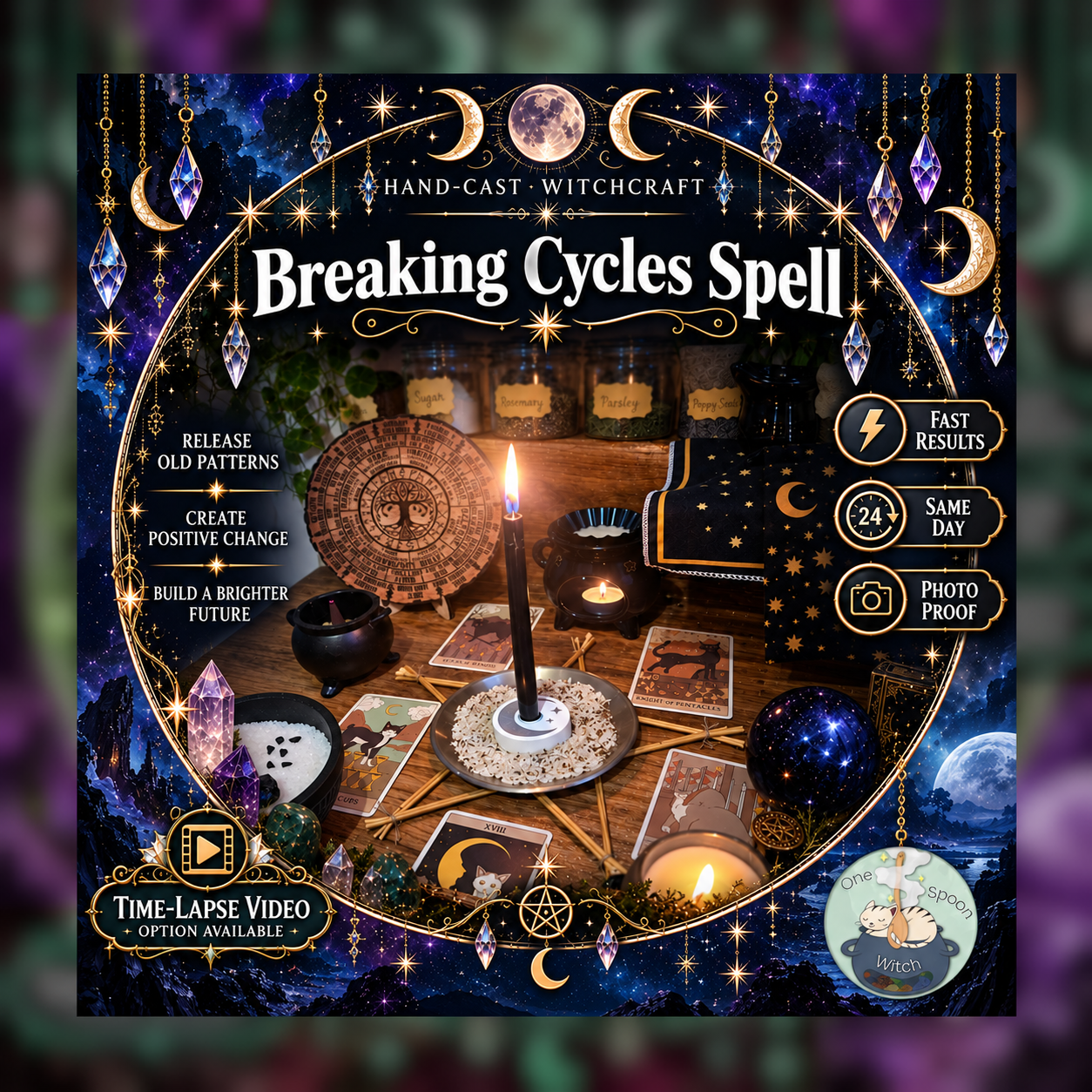 Breaking Cycles Spellwork Ritual - Same Day Casting for Cleansing, Defence, Shielding, Justice, Protection