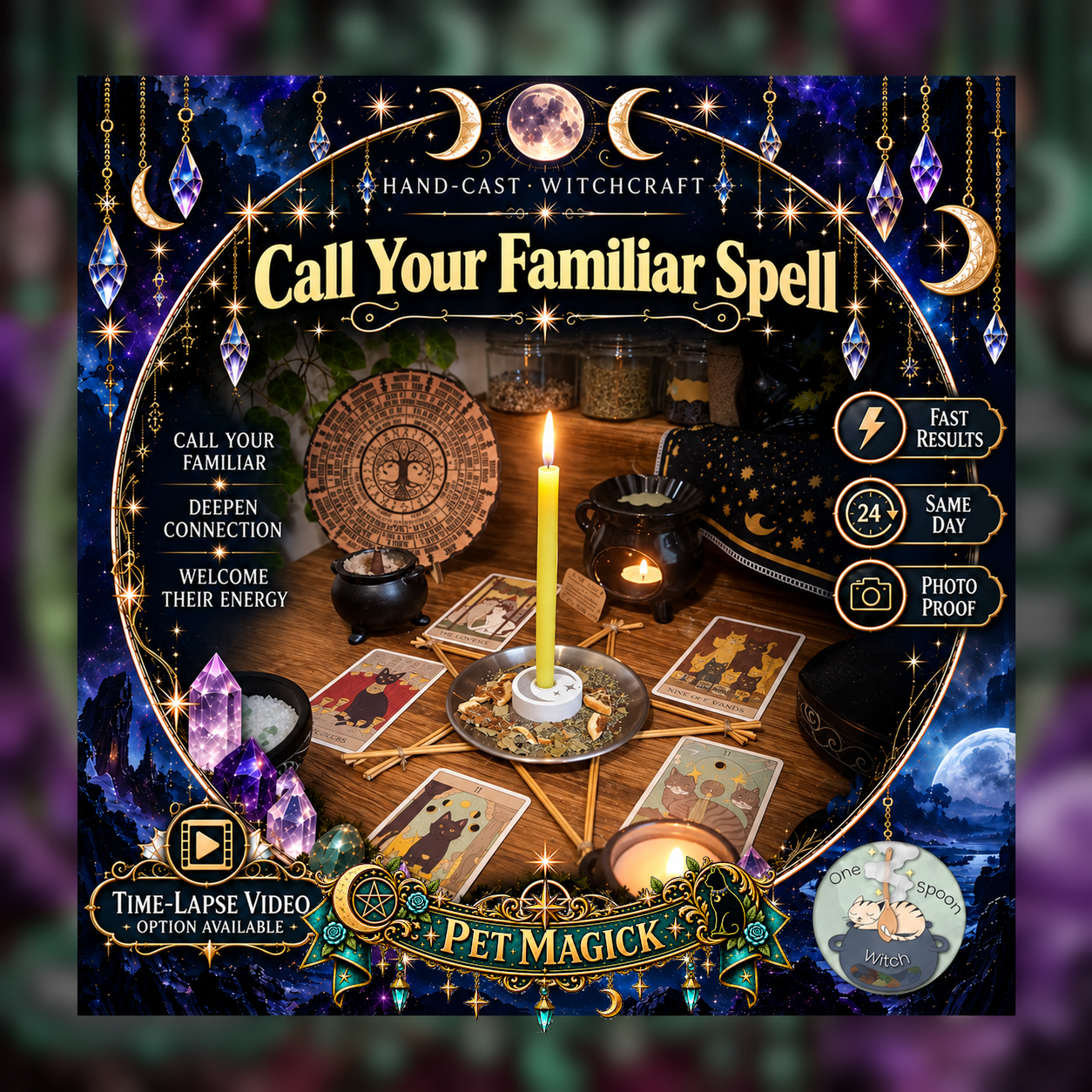 Calling Your Familiar Spellwork Ritual - Same Day Casting for Spiritual Connection, Pet Bond, Companionship, Guidance, Finding Your Familiar