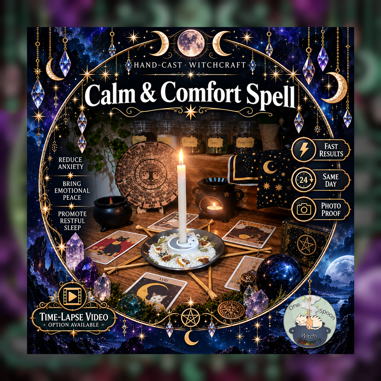 Calm & Comfort Spellwork Ritual - Same Day Casting for Protection, Safety, Balance, Shielding, Stability