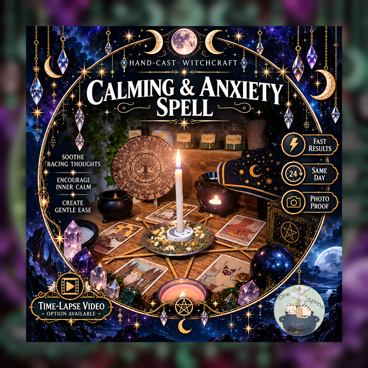 Calming & Anxiety Spellwork Ritual - Same Day Casting for Peace, Relaxation, Emotional Balance, Calm & Clarity