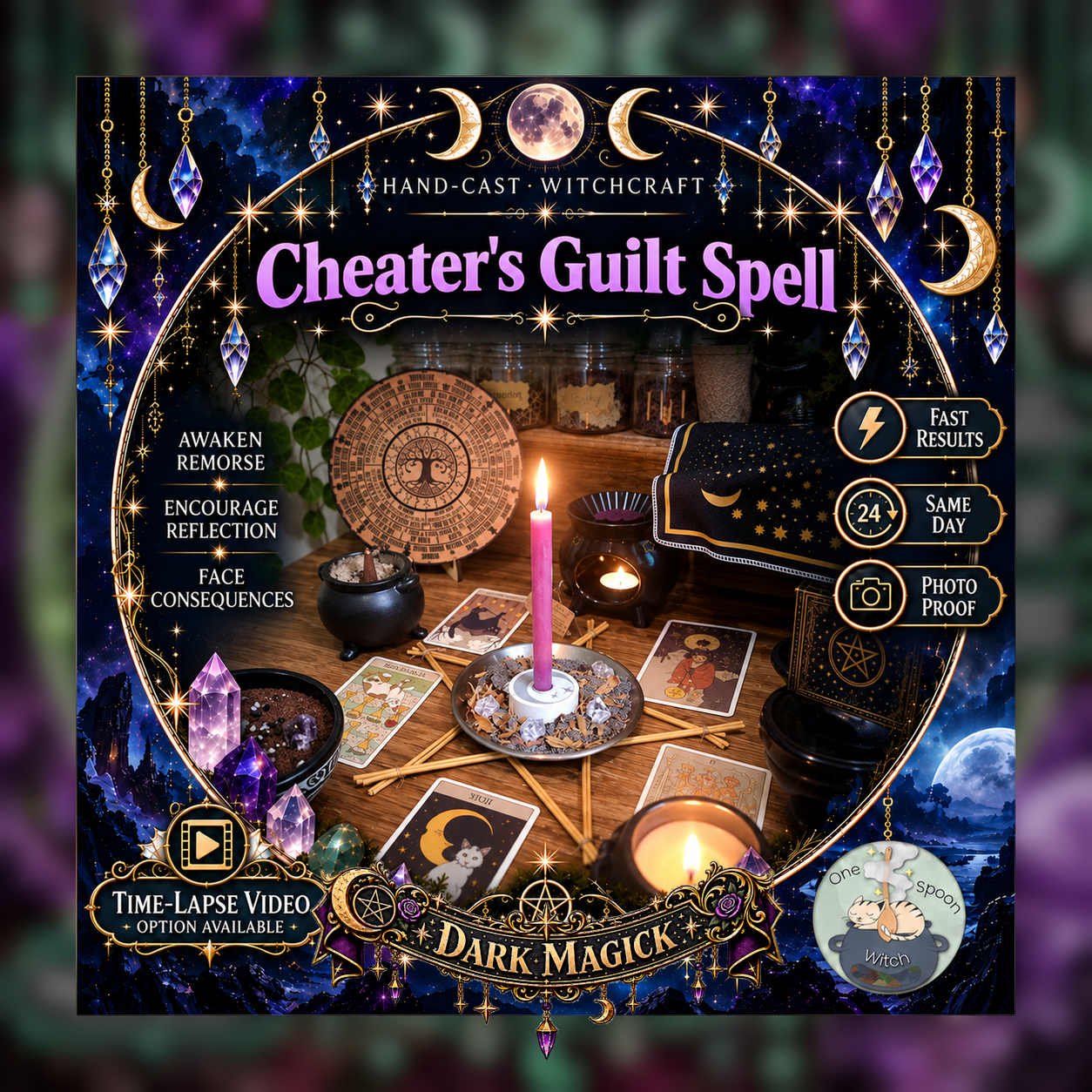 Cheater's Guilt Karma Hex Spellwork Ritual - Same Day Casting for Guilt, Remorse, Accountability, Regret, Karmic Reflection