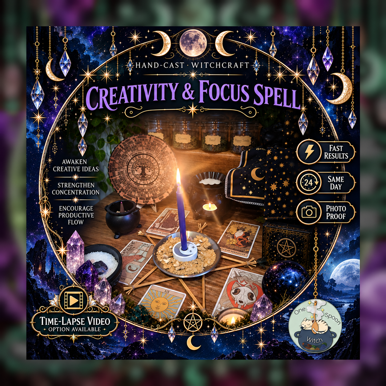 Creativity and Focus Spellwork Ritual - Same Day Casting for Cleansing, Peace, Energy, Protection, Balance