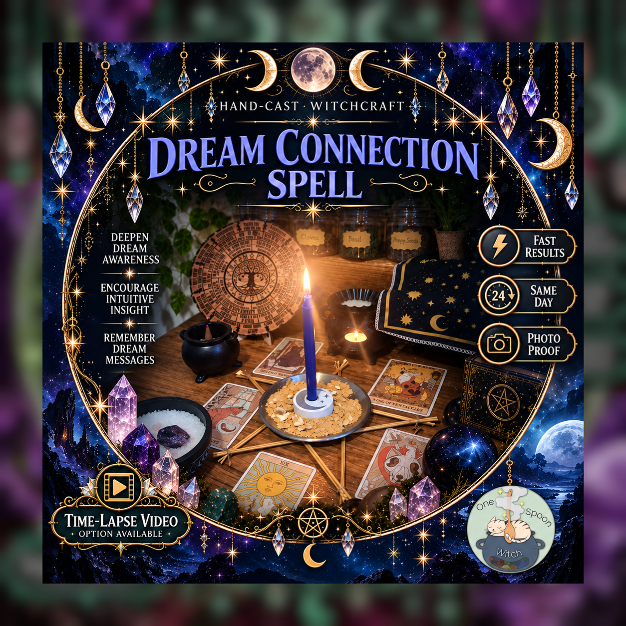 Dream Connection Spellwork Ritual - Same Day Casting for Cleansing, Peace, Energy, Protection, Balance