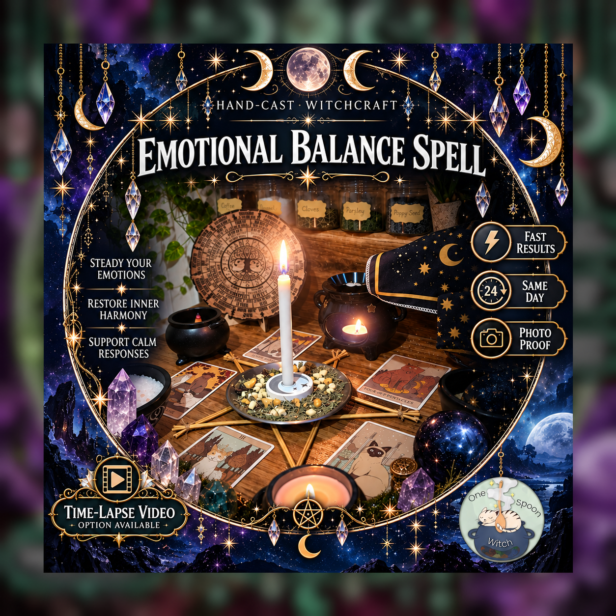 Emotional Balance Spellwork Ritual - Same Day Casting for Emotional Healing, Personal Strength, Balance, Relaxation, Contentment