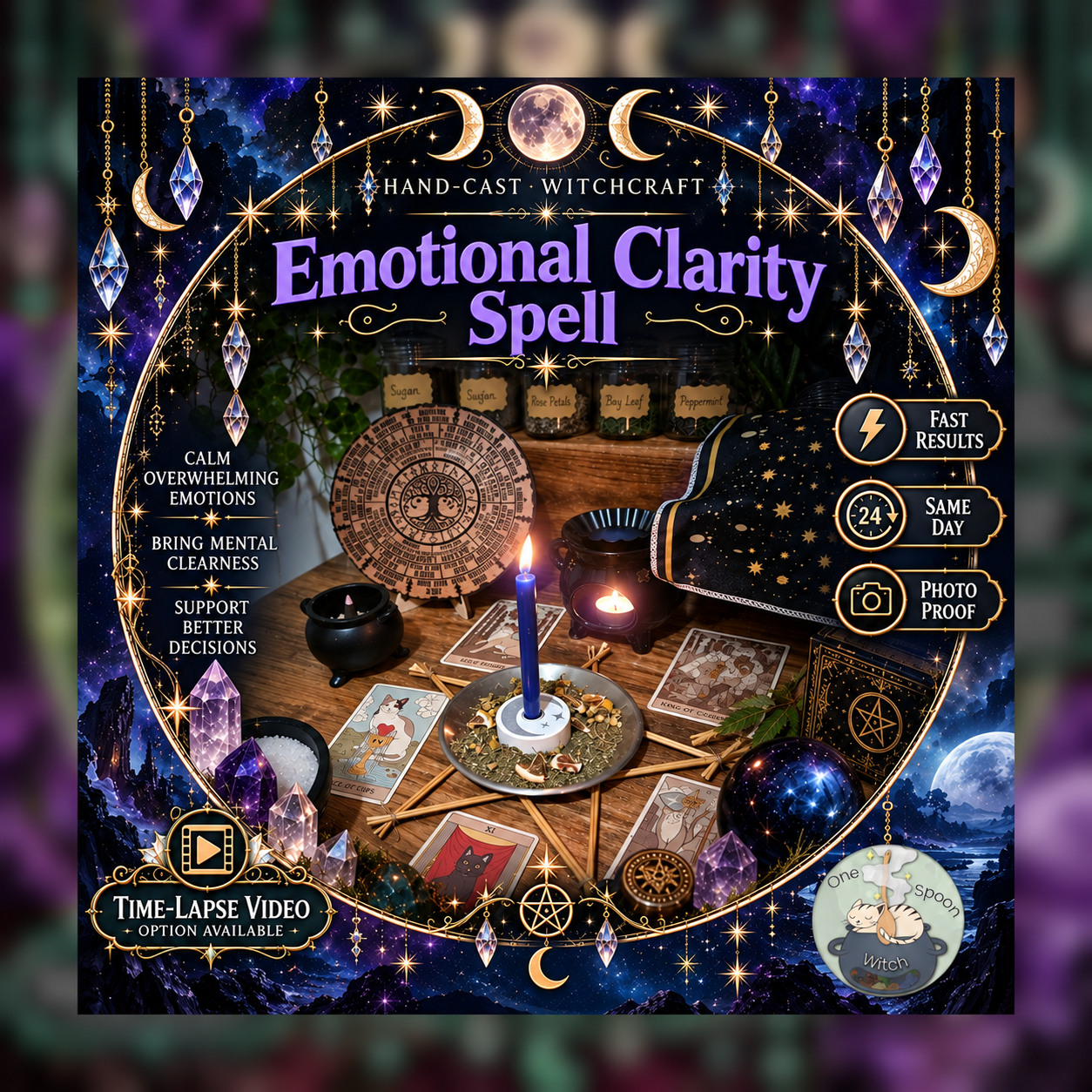 Emotional Clarity Spellwork Ritual - Same Day Casting for Clarity, Faith, Protection, Victory, Defence