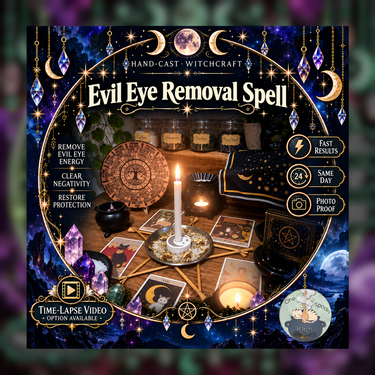 Evil Eye Spellwork Ritual - Same Day Casting for Protection, Safety, Cleansing, Shielding, Purification