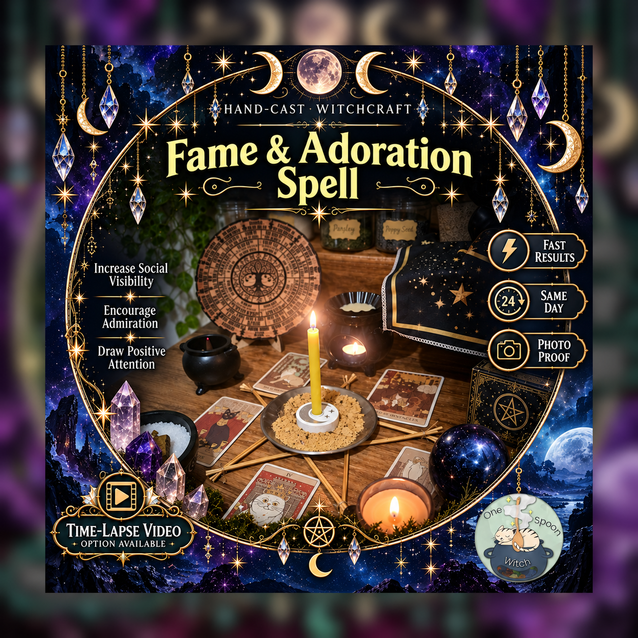 Fame & Adoration Spellwork Ritual - Same Day Casting for Recognition, Popularity, Respect, Charisma & Visibility