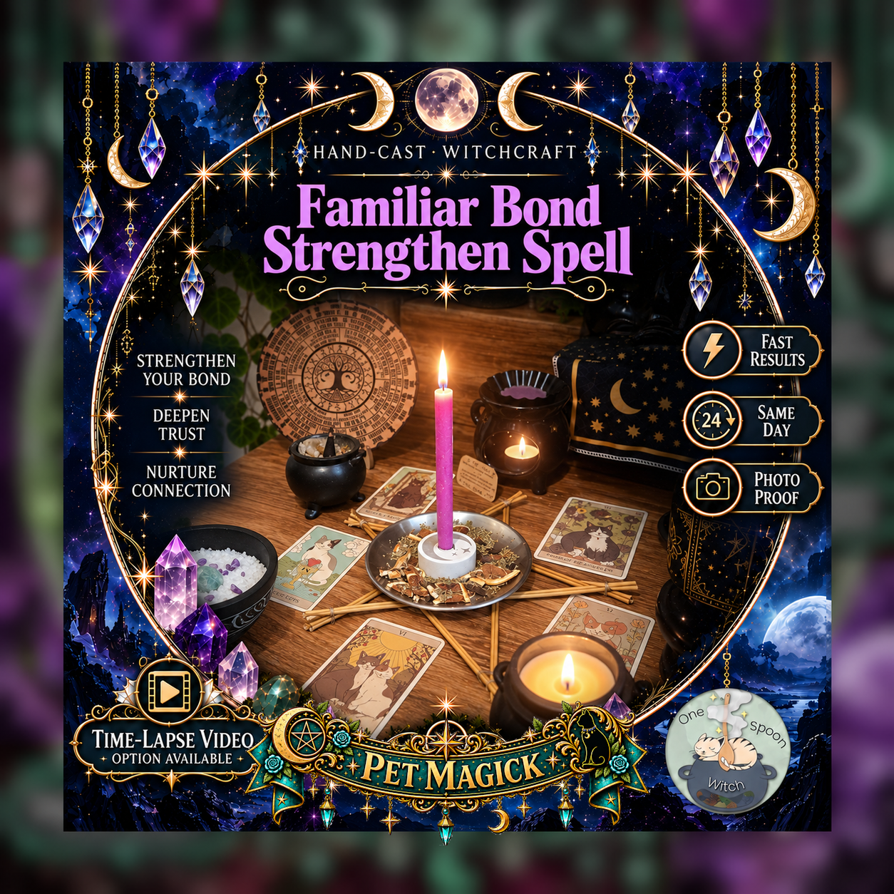 Familiar Bond Strengthening Spellwork Ritual - Same Day Casting for Pet Bond, Trust, Connection, Intuition, Spiritual Partnership