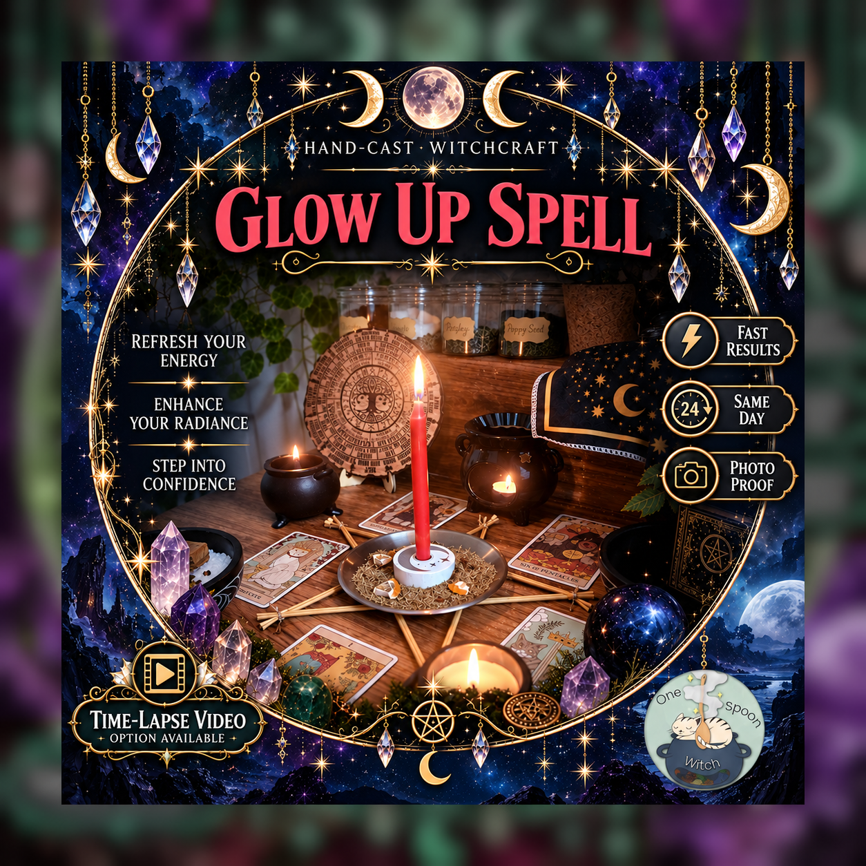 Glow Up & Glamour Spellwork Ritual - Same Day Casting for Radiance, Confidence, Beauty, Allure & Personal Power