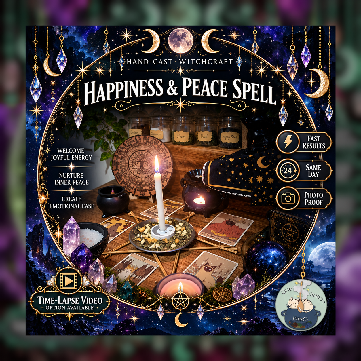 Happiness & Peace Spellwork Ritual - Same Day Casting for Calm, Balance, Contentment, Relaxation & Emotional Ease