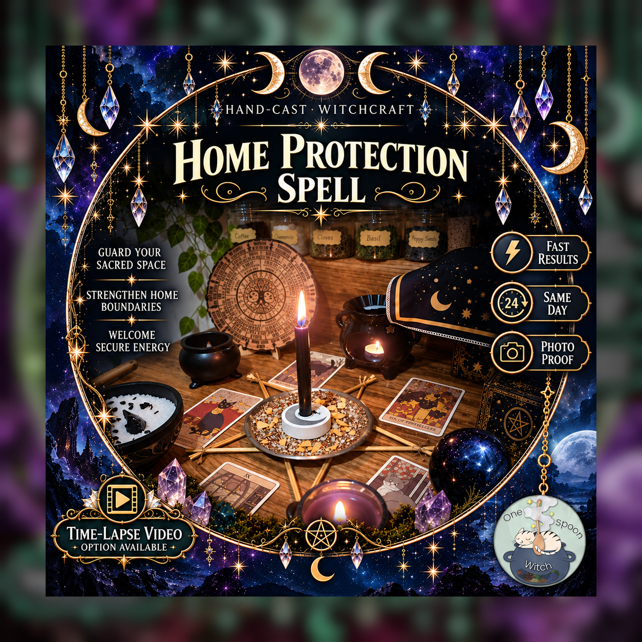 Home Protection Spellwork Ritual - Same Day Casting for Household Safety, Cleansing, Boundaries, Shielding & Peace
