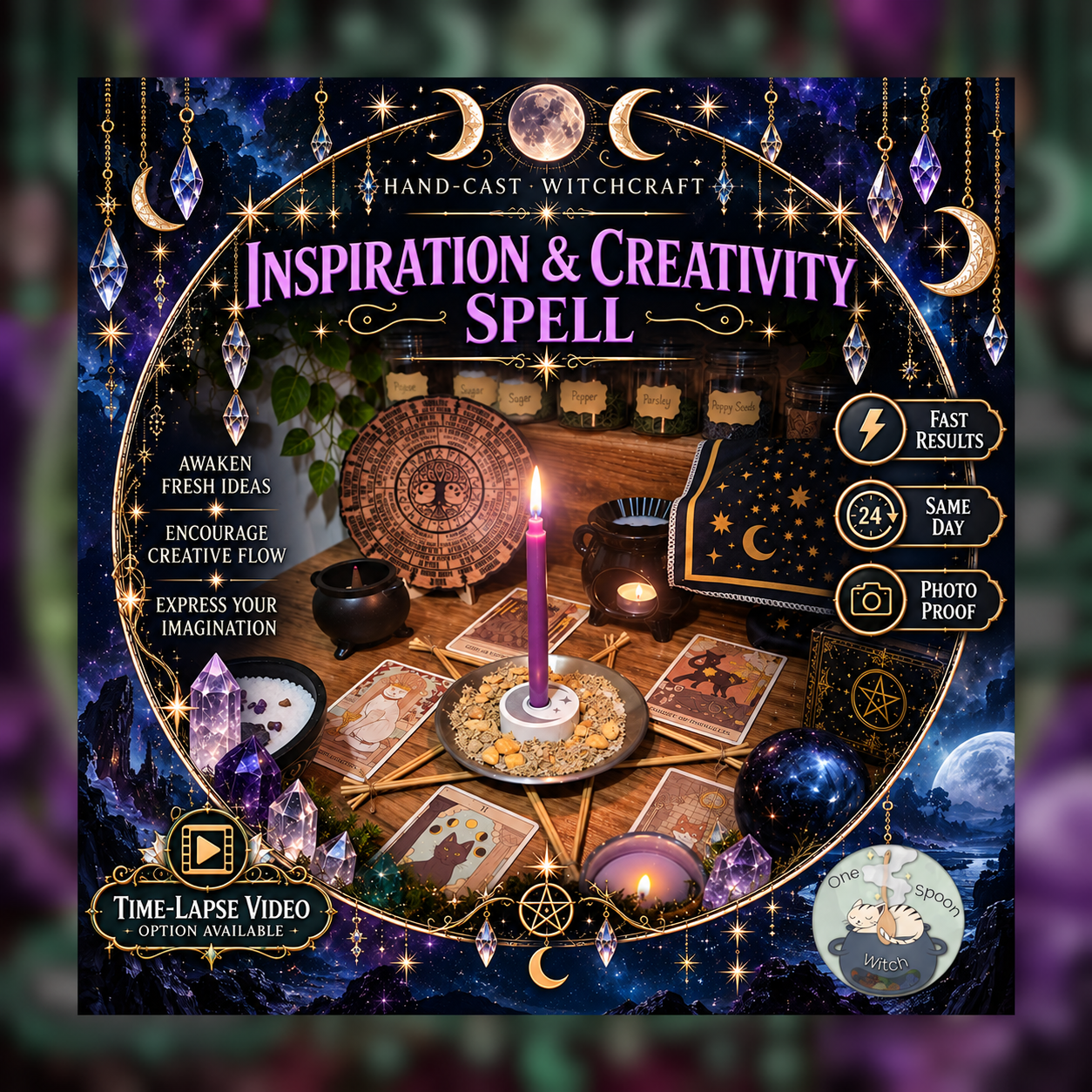 Inspiration & Creativity Spellwork Ritual - Same Day Casting for Ideas, Motivation, Imagination, Focus & Creative Flow